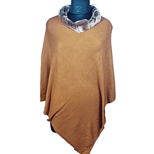 Plain Pashmina Panchu With Fur | Brown Colour